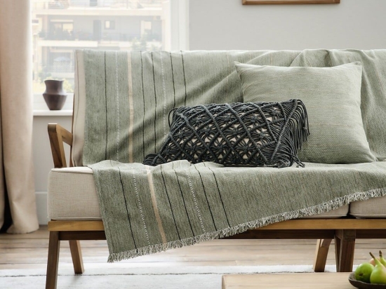 Ριχτάρι Ozora 382/07 Dish Green Gofis Home Τριθέσιο 180x310cm Βαμβάκι-Πολυέστερ