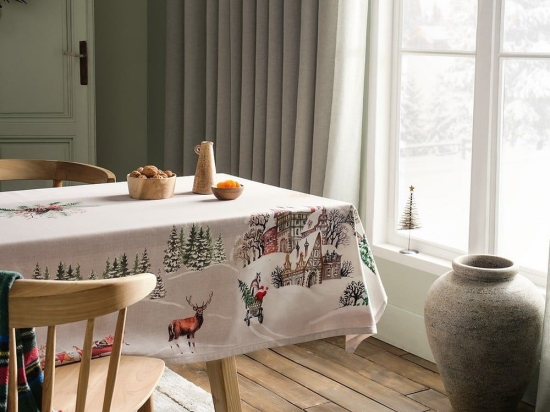 Τραπεζομάντηλο Χριστουγεννιάτικο 556 Beige-Green Gofis Home 145X145