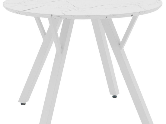 Tραπέζι Annie pakoworld MDF λευκό μαρμάρου Φ100x76εκ