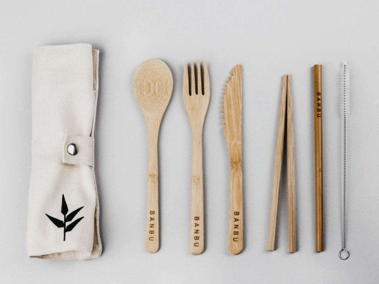 Μαχαιροπίρουνα Bamboo Με Θήκη  (Σετ 8Τμχ) BNB45 Natural Banbu 8 τμχ Bamboo