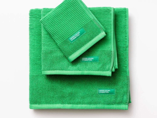 Πετσέτα Μπάνιου (Σετ 3Τμχ) 20.21.0570 Cotton 30X50/50X90/70X140cm Green Rainbow Benetton Σετ Πετσέτες 100% Βαμβάκι
