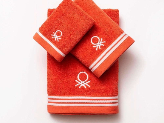 Πετσέτα Μπάνιου (Σετ 3Τμχ) 20.21.0746 Cotton 30X50/50X90/70X140cm Orange Rainbow Benetton Σετ Πετσέτες 100% Βαμβάκι