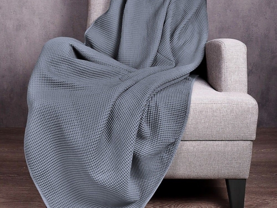 Κουβέρτα Καναπέ - Ριχτάρι Tevere Dark Grey Benetton Πολυθρόνα 140x190cm 100% Βαμβάκι
