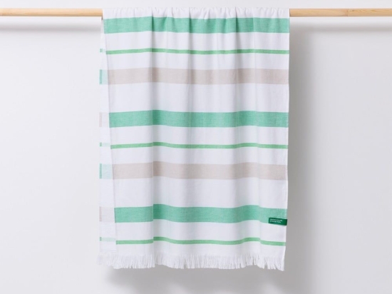 Πετσέτα Θαλάσσης - Παρεό Adda Beige-Grey Benetton Θαλάσσης 80x165cm 100% Βαμβάκι