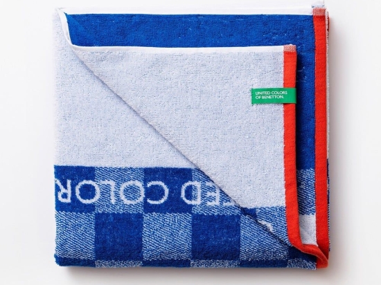 Πετσέτα Θαλάσσης Παιδική Kids Squares Blue Benetton Θαλάσσης 70x140cm 100% Βαμβάκι