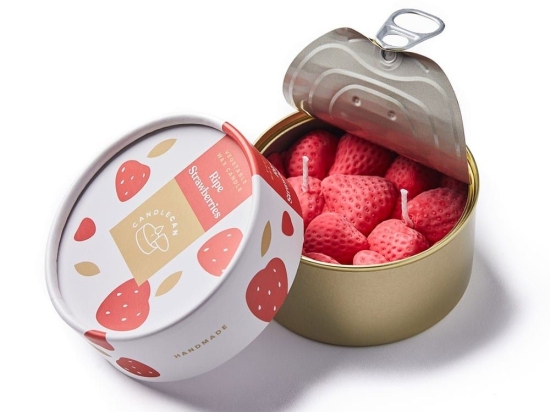Αρωματικό Φυτικό Κερί Γκουρμέ Σε Κονσέρβα Ripe Strawberries Candle Hand Φυτικό Κερί