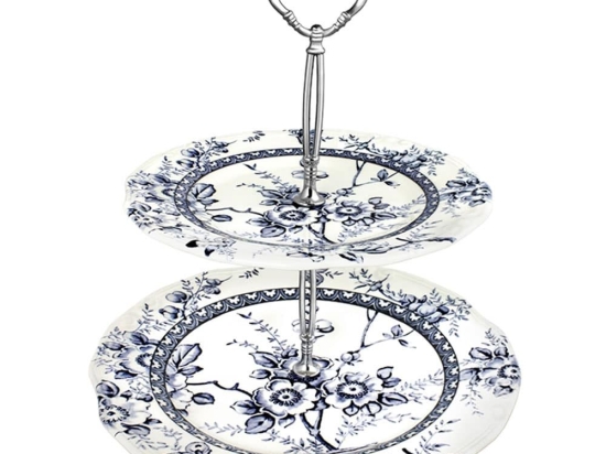 Ορντεβιέρα Διώροφη Tif PS00311002 (Φ33cm & Φ21cm) White-Blue Oriana Ferelli® Πορσελάνη