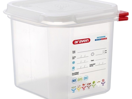 Φαγητοδοχείο Πλαστικό Hermet.Gn 1/6 AR00003025-2.6Lt 176X162X150Mm Araven Πλαστικό