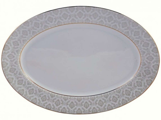 Πιατέλα Οβάλ Πορσελάνινη PR14141107 36cm White-Gold Oriana Ferelli® Πορσελάνη