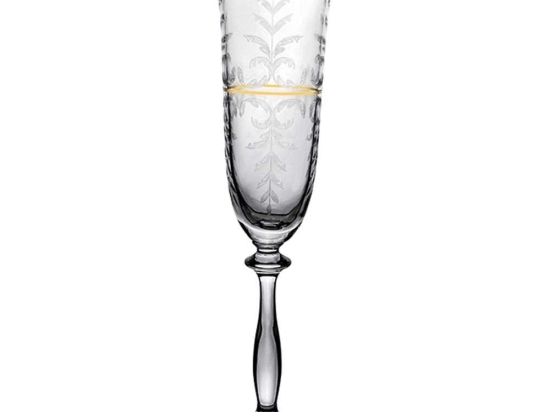 Ποτήρι Σαμπάνιας Angela CLX406049409 190ml  Clear-Gold Από Κρύσταλλο Βοημίας Κρύσταλλο
