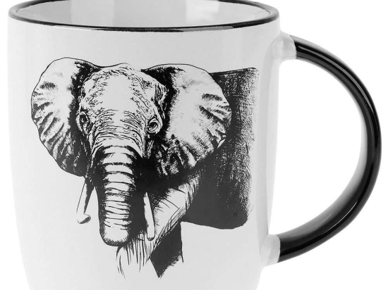 Κούπα Elephant SR00527782 330ml Black-White Sitram Πορσελάνη