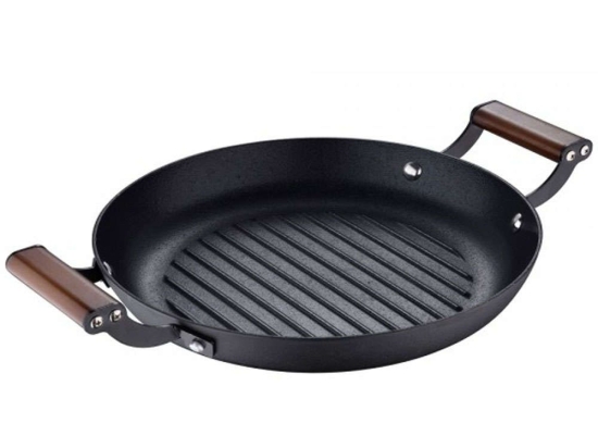 Τηγάνι Γκριλιέρα Αντικολλητική Odin BGMP003820 Φ28x5cm Black-Brown Bergner 28cm Μαντέμι