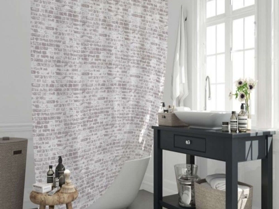 Κουρτίνα Μπάνιου The Wall BTLJK001406 180x200cm White-Beige Max Home 180Πx200Υ Πολυέστερ