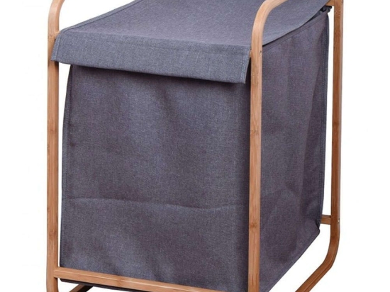Καλάθι Απλύτων FNSJ218011G 43x38x66cm Grey-Brown Max Home Bamboo,Ύφασμα