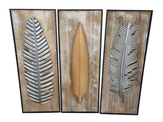 Διακοσμητικό Τοίχου (Σετ 3Τμχ) HC222009Τ3 27x51cm Multi Oriana Ferelli® Μέταλλο