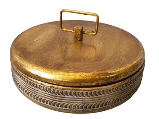 Δοχείο Με Καπάκι HC22346027 Φ27,5x12cm Gold Oriana Ferelli® Μέταλλο