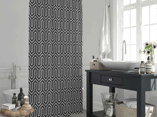Κουρτίνα Μπάνιου Ethnic BTLJK001076 180x200cm Black-White Max Home 180Πx200Υ Πολυέστερ