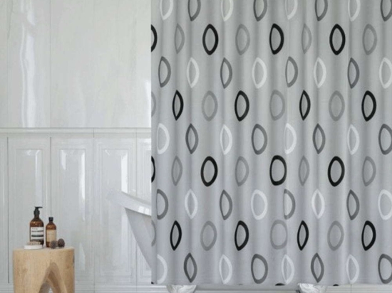 Κουρτίνα Μπάνιου Rings BTLTR005033 180x200cm Grey-Black-White Max Home 180Πx200Υ Πολυέστερ