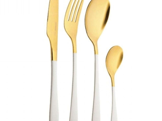 Μαχαιροπίρουνα Lisboa (Σετ 16Τμχ) BG00045150 White-Gold Bergner 16 τμχ Ανοξείδωτο Ατσάλι