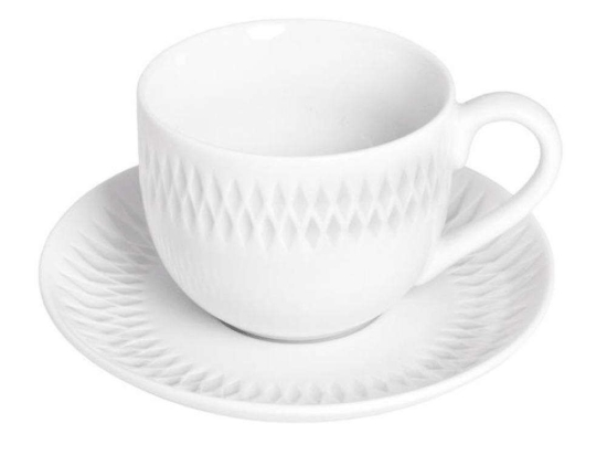 Φλυτζάνι Τσαγιού Diamante (Σετ 6Τμχ) PRPW430014 200ml White Oriana Ferelli® Πορσελάνη