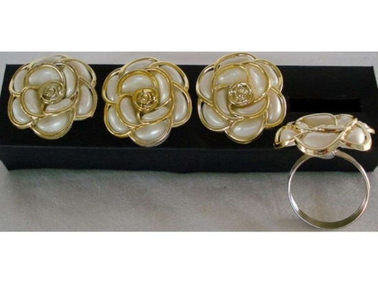Δαχτυλίδια Για Πετσέτες (Σετ 4Τμχ.) 735198 White -Gold Ankor Μέταλλο