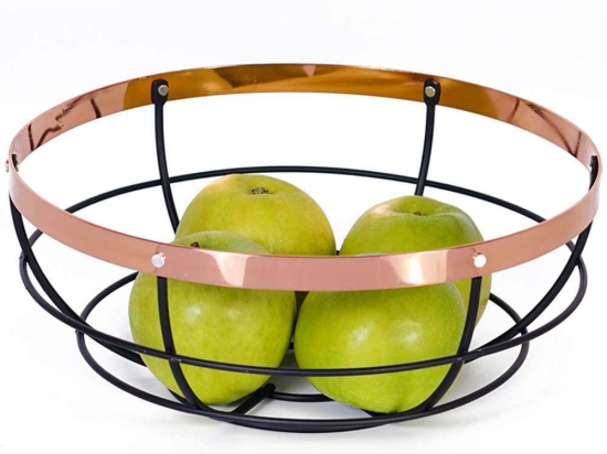 Φρουτιέρα 800377 Φ26x10,5cm Μεταλλική Black-Pink Gold Ankor Μέταλλο
