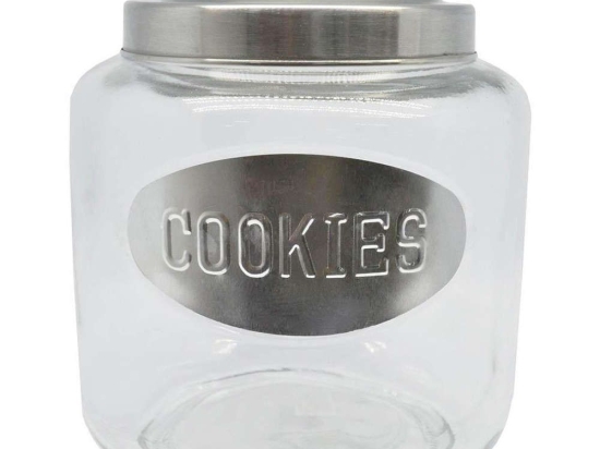 Μπισκοτιέρα Γυάλινη Cookies 800568 3000ml 19x19x19cm Clear Ankor Μέταλλο,Γυαλί