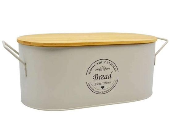 Ψωμιέρα Bread 817146 33,5x17,6x12,2cm White-Natural Ankor Μέταλλο,Bamboo