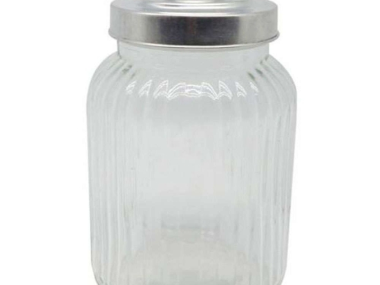Βάζο Αποθήκευσης 817566 900ml Inox-Clear Ankor Μέταλλο,Γυαλί