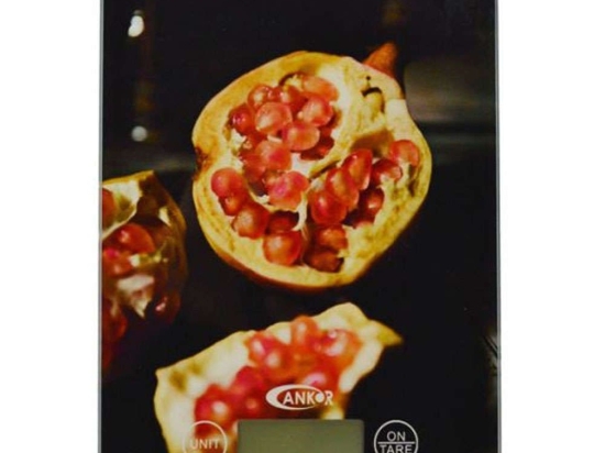 Ζυγαριά Κουζίνας Ψηφιακή Ρόδι 818457 5kg 15x21,5x1,6cm Multi Ankor Γυαλί