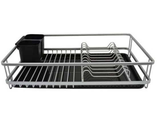 Πιατοθήκη 814138 42,5x30,3x14,4cm Silver-Black Ankor Αλουμίνιο, Πλαστικό