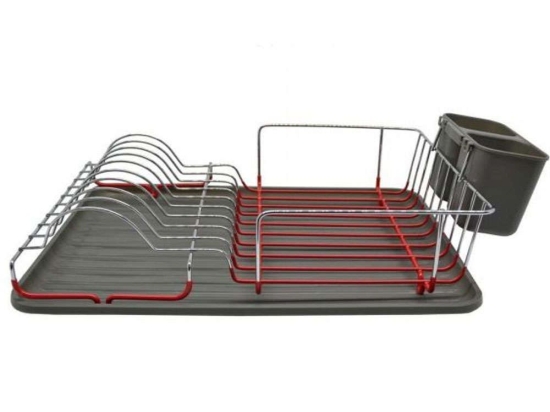 Πιατοθήκη 793983 44x33x11cm Grey-Red Ankor Μέταλλο,Πλαστικό