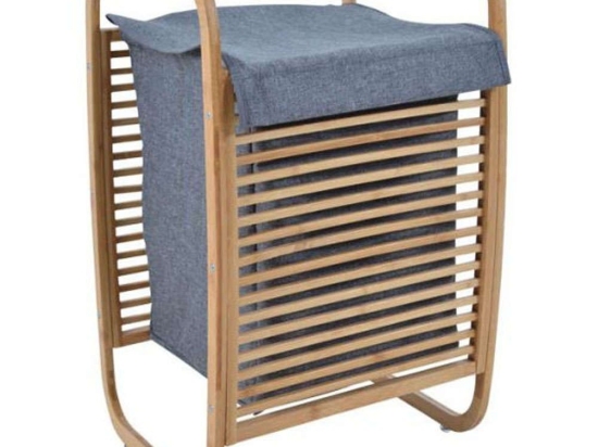 Καλάθι Απλύτων 814305 40x30x61cm Grey-Natural Ankor Bamboo,Ύφασμα