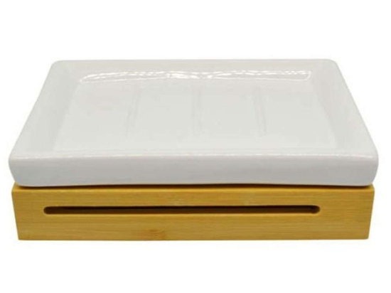 Σαπουνοθήκη 815289 13,7x10x3,6cm White-Natural Ankor Bamboo,Κεραμικό