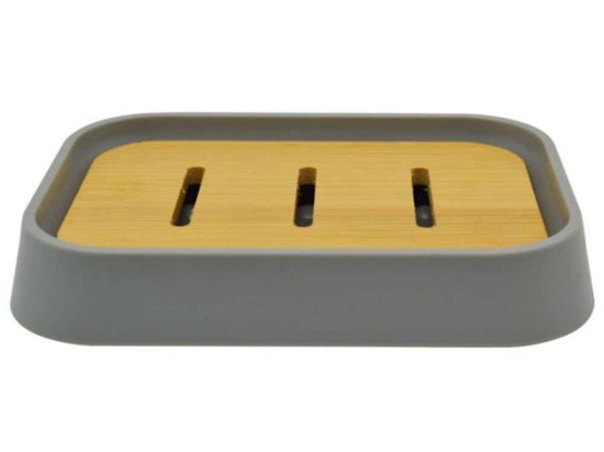 Σαπουνοθήκη 813025 12x9x2,5cm Grey-Natural Ankor Πλαστικό,Bamboo