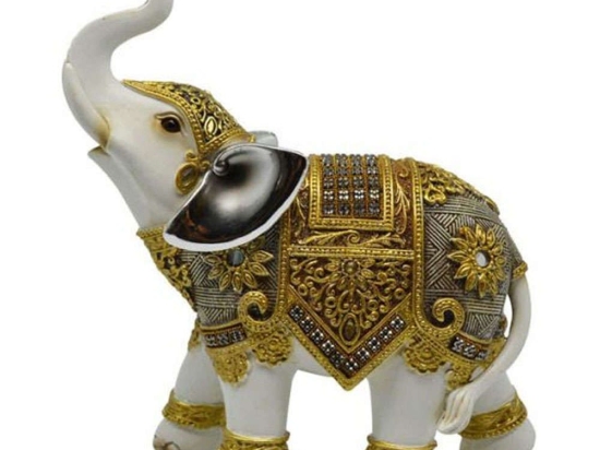 Διακοσμητικός Ελέφαντας 815203 17x7x19cm White-Gold Ankor Πολυέστερ