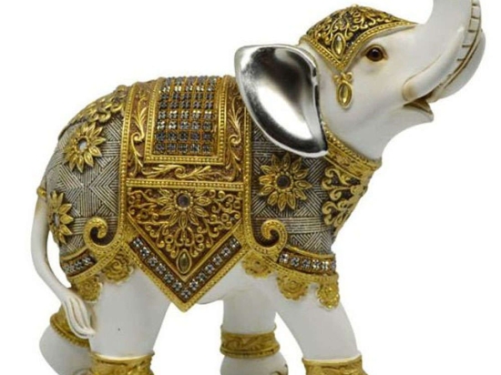 Διακοσμητικός Ελέφαντας 815210 20x9x23,5cm White-Gold Ankor Πολυέστερ