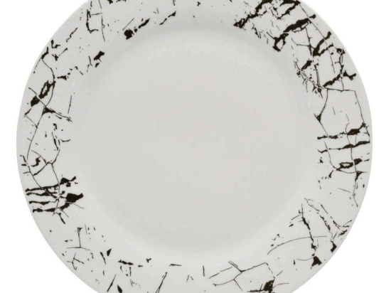 Πιάτο Ρηχό Πορσελάνινο R8059-095 Φ24cm White-Black Ankor Πορσελάνη