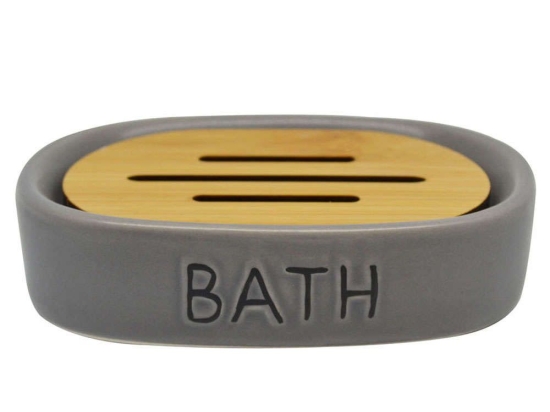 Σαπουνοθήκη Bath 819393 13,7x9,7x3cm Grey-Natural Ankor Κεραμικό