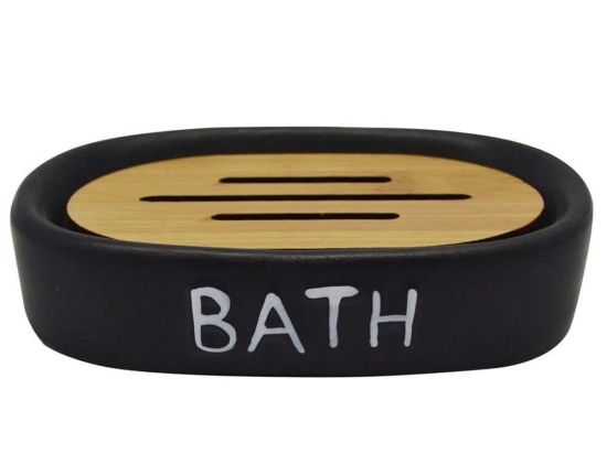 Σαπουνοθήκη Bath 819362 13,7x9,7x3cm Black-Natural Ankor Κεραμικό