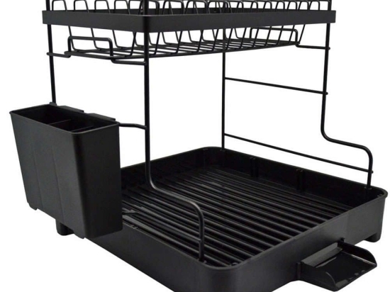 Πιατοθήκη Διώροφη 820511 39,5x30,5x30,5cm Black Ankor Μέταλλο,Πλαστικό