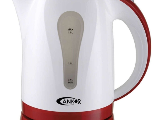 Βραστήρας Ankor 822584 1,8lt 2200W Red-White Ankor Ατσάλι,Πλαστικό