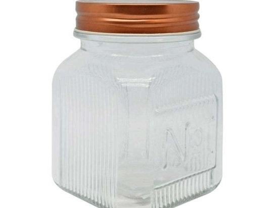 Βάζο Αποθήκευσης 817528 700ml Rose Gold-Clear Ankor Μέταλλο,Γυαλί