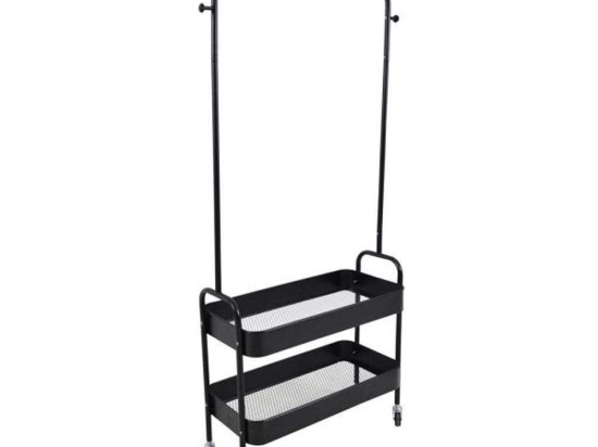Κρεμάστρα Τροχήλατη Με 2 Ράφια 817580 67x30x159cm Black Ankor