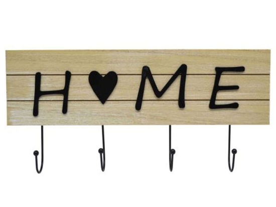 Κρεμάστρα 4 Θέσεων Home 821143 40x4,5x19cm Natural-Black Ankor Ξύλο