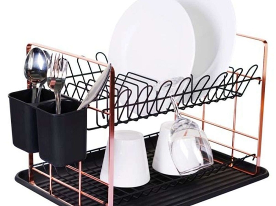 Πιατοθήκη 826100 48x32x29cm Black-Rose Gold Ankor Μέταλλο