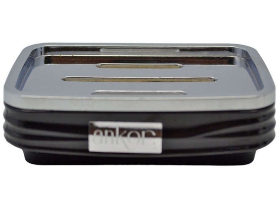 Σαπουνοθήκη Luna 830084 8,5x12x3,5cm Black-Silver Ankor Πλαστικό