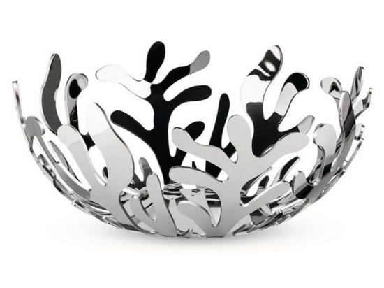 Φρουτιέρα Mediterraneo ESI01/21 Φ21x9,5cm Μεταλλική Silver με Δώρο 2 Δαχτυλίδια Πετσέτας Alessi Μέταλλο