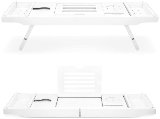 Δίσκος-Βάση Με Πτυσσόμενα Πόδια 47685.03 75/108x22,5x4cm White Navaris Μέταλλο,Bamboo