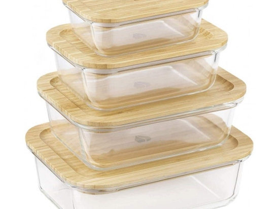 Δοχείο Φαγητού (Σετ 4Τμχ) 49613.04.01 1400ml/1040ml/640ml/370ml Natural-Clear Navaris Γυαλί